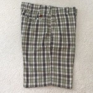 Izod Saltwater Chinos Green Plaid Shorts sz 34